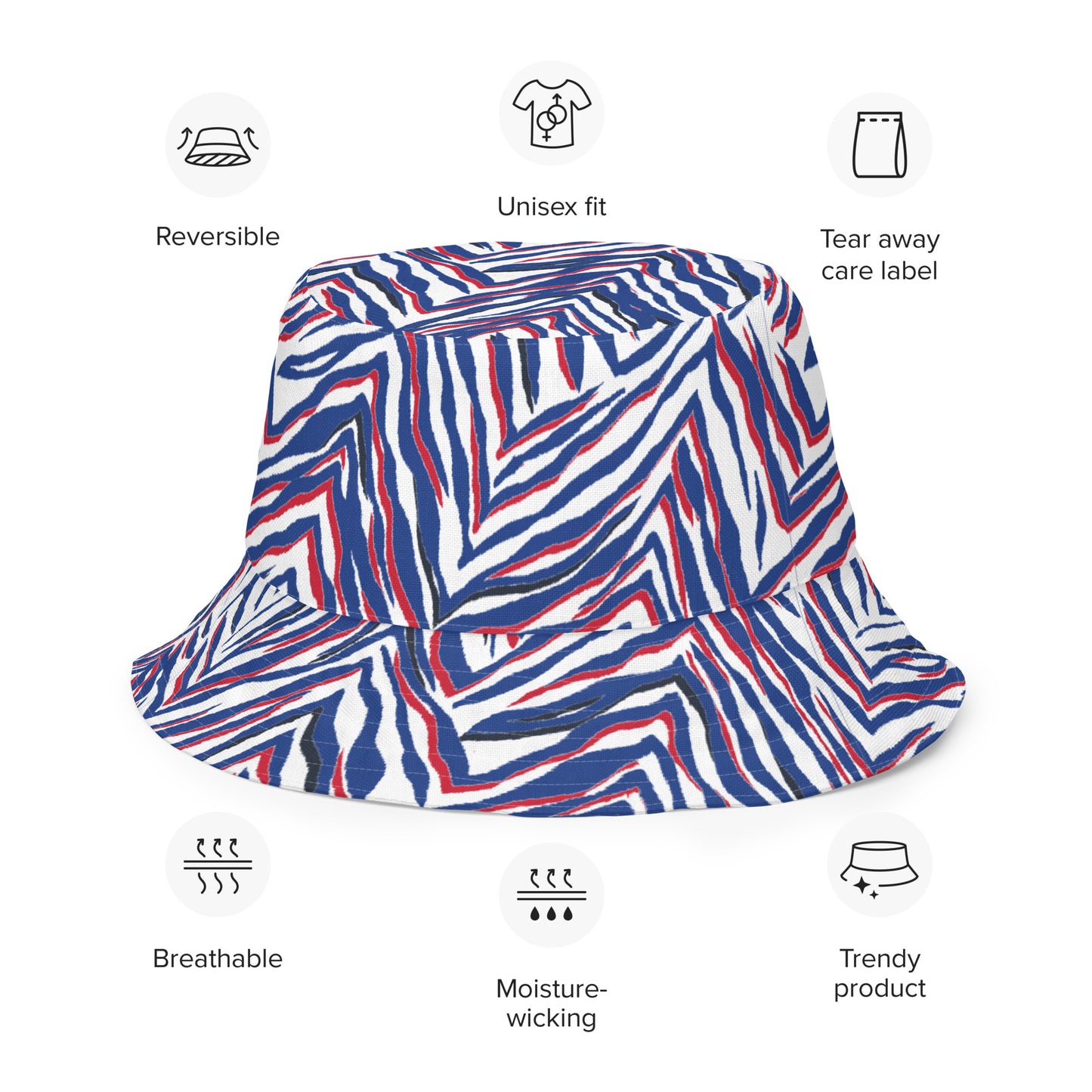 Zebra Print Reversible Bucket Hat | Buffalo Football