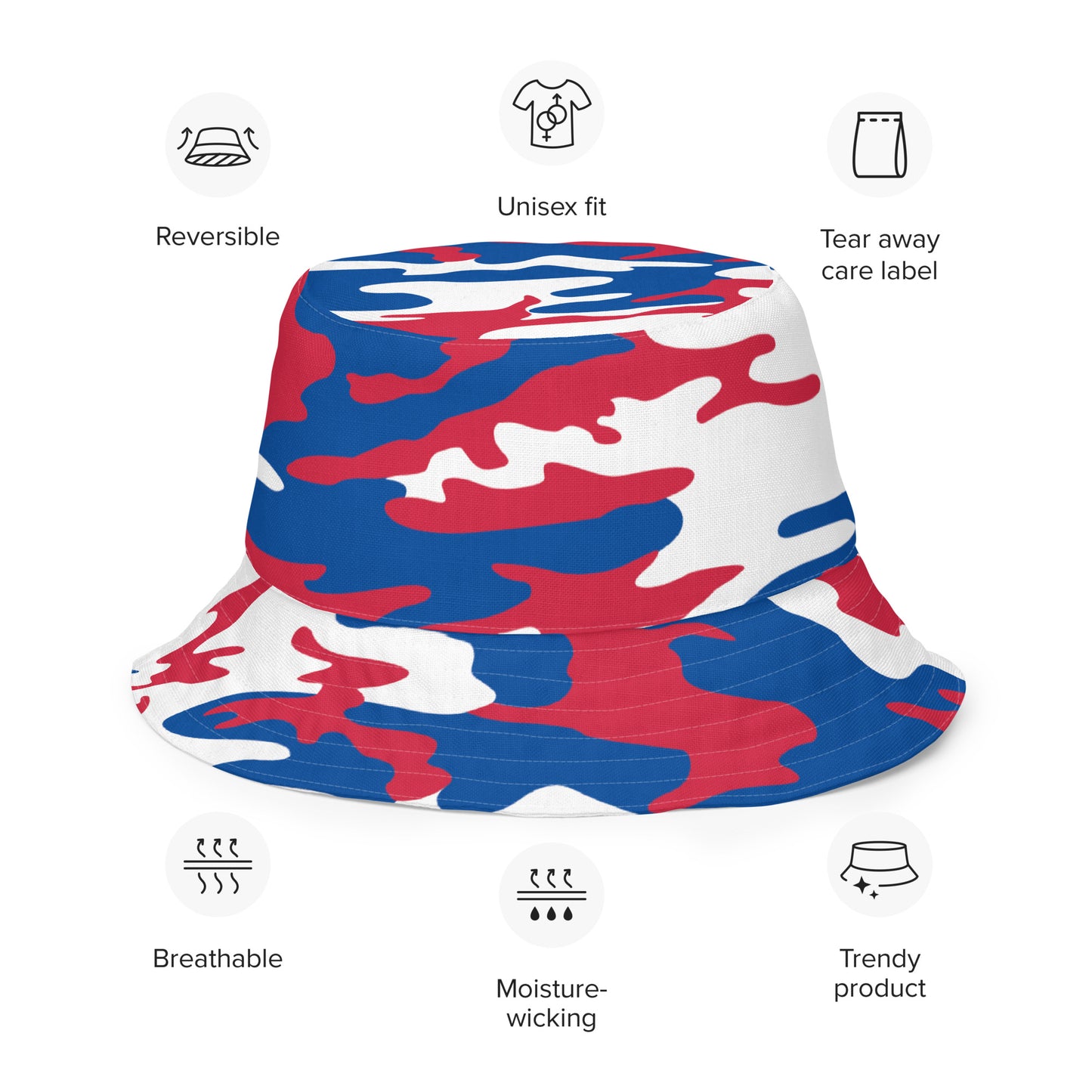 Buffalo Red, White and Blue Camo Bucket Hat