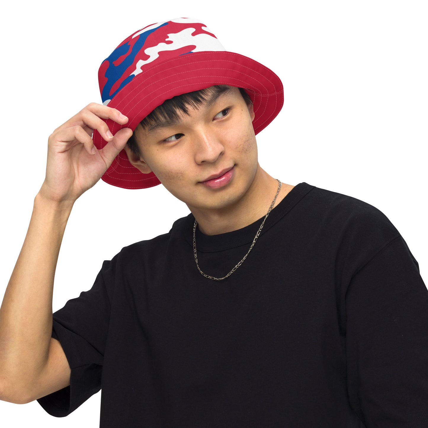 Buffalo Red, White and Blue Camo Bucket Hat