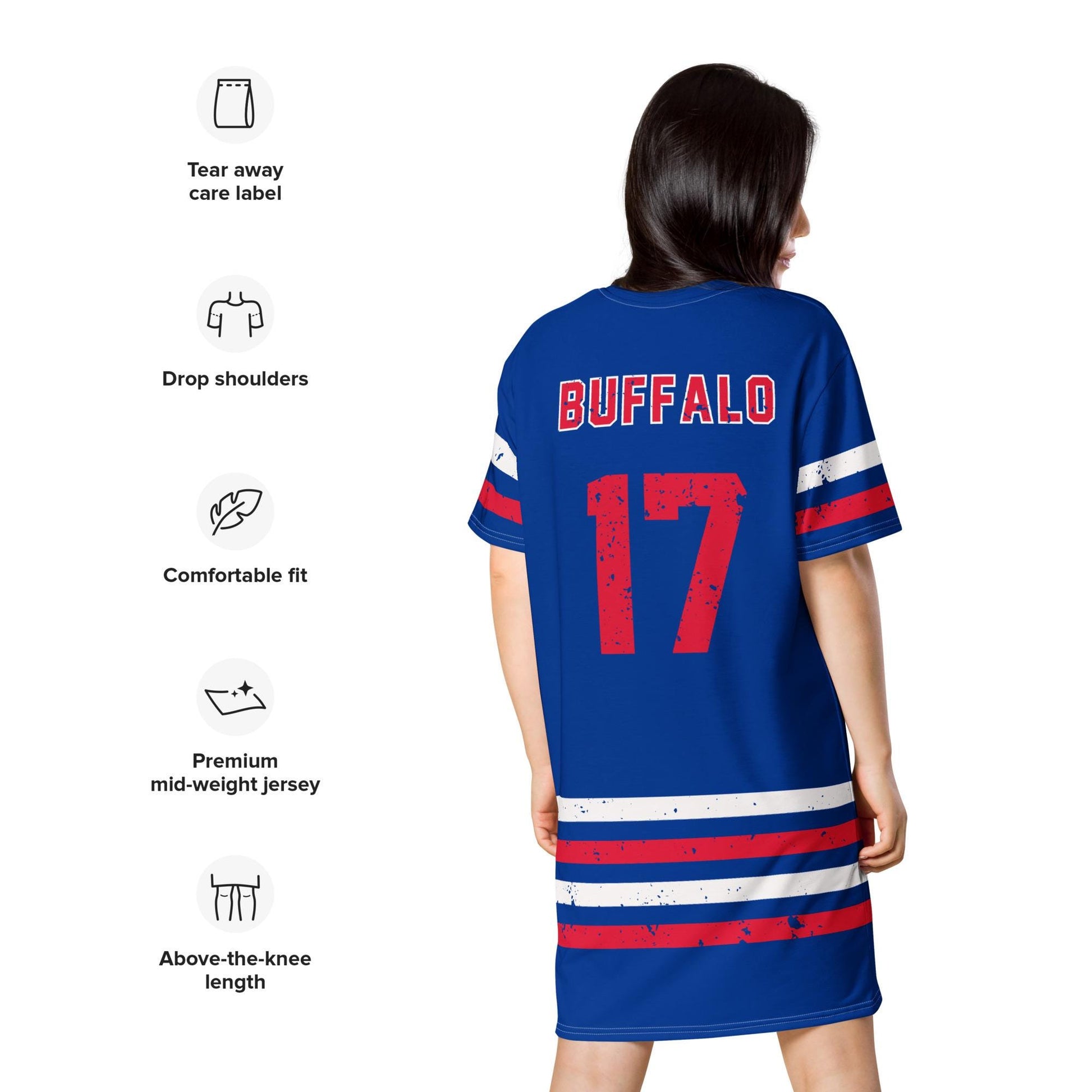 Josh Allen 17 Buffalo Bills Jersey T Shirt Dress