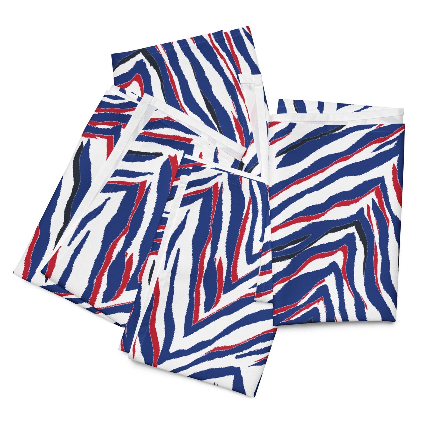 Buffalo Blue and Red Zebra Print Cloth Napkins Bills Mafia Gift Party Supplies - Set of 4