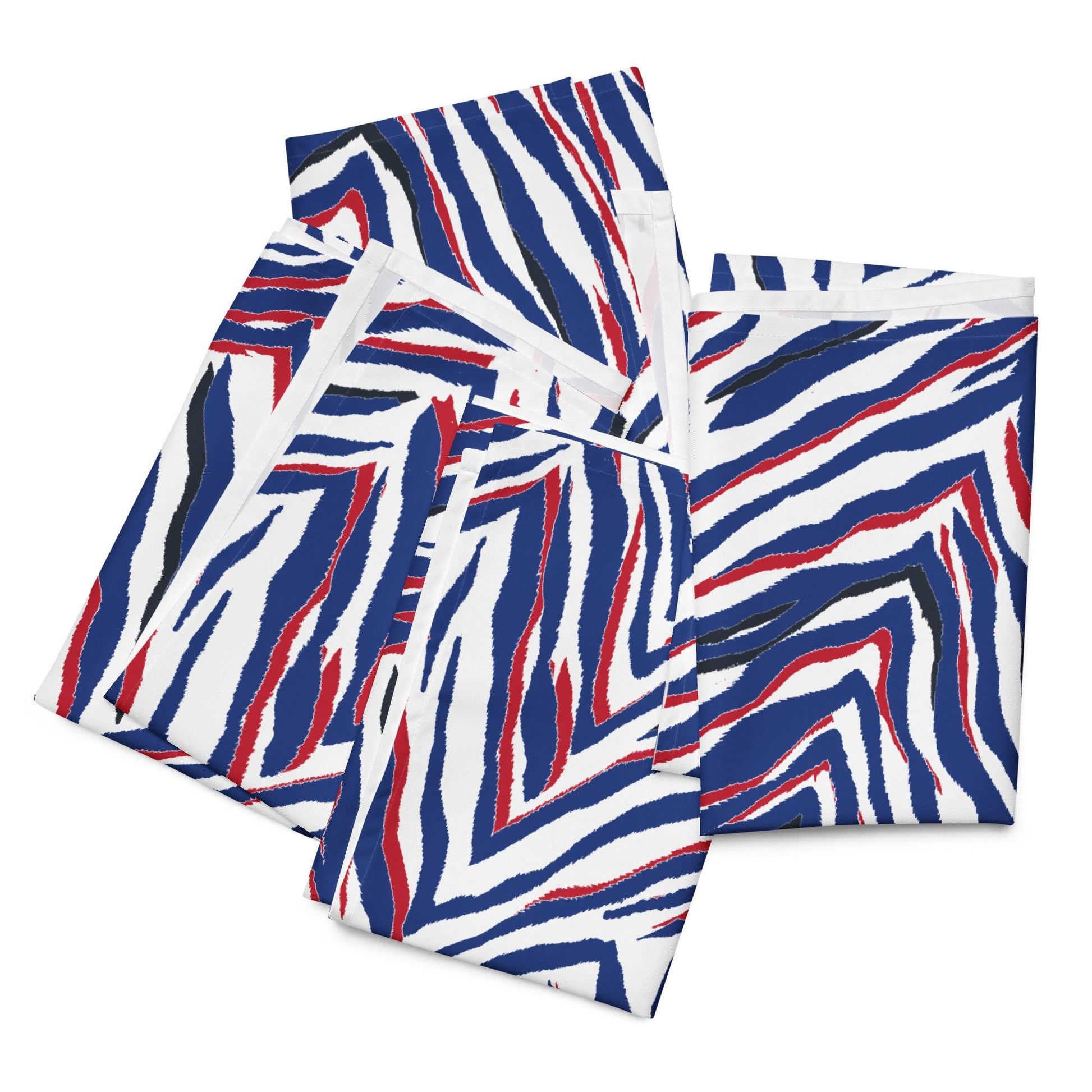Buffalo Blue and Red Zebra Print Cloth Napkins Bills Mafia Gift Party Supplies - Set of 4