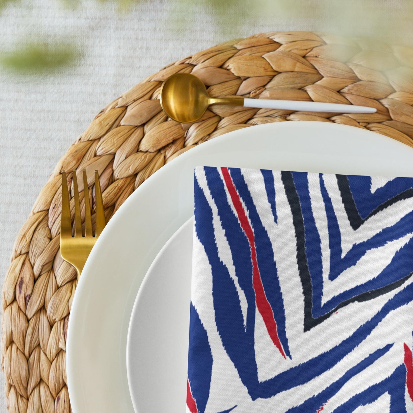 Buffalo Blue and Red Zebra Print Cloth Napkins Bills Mafia Gift Party Supplies - Set of 4