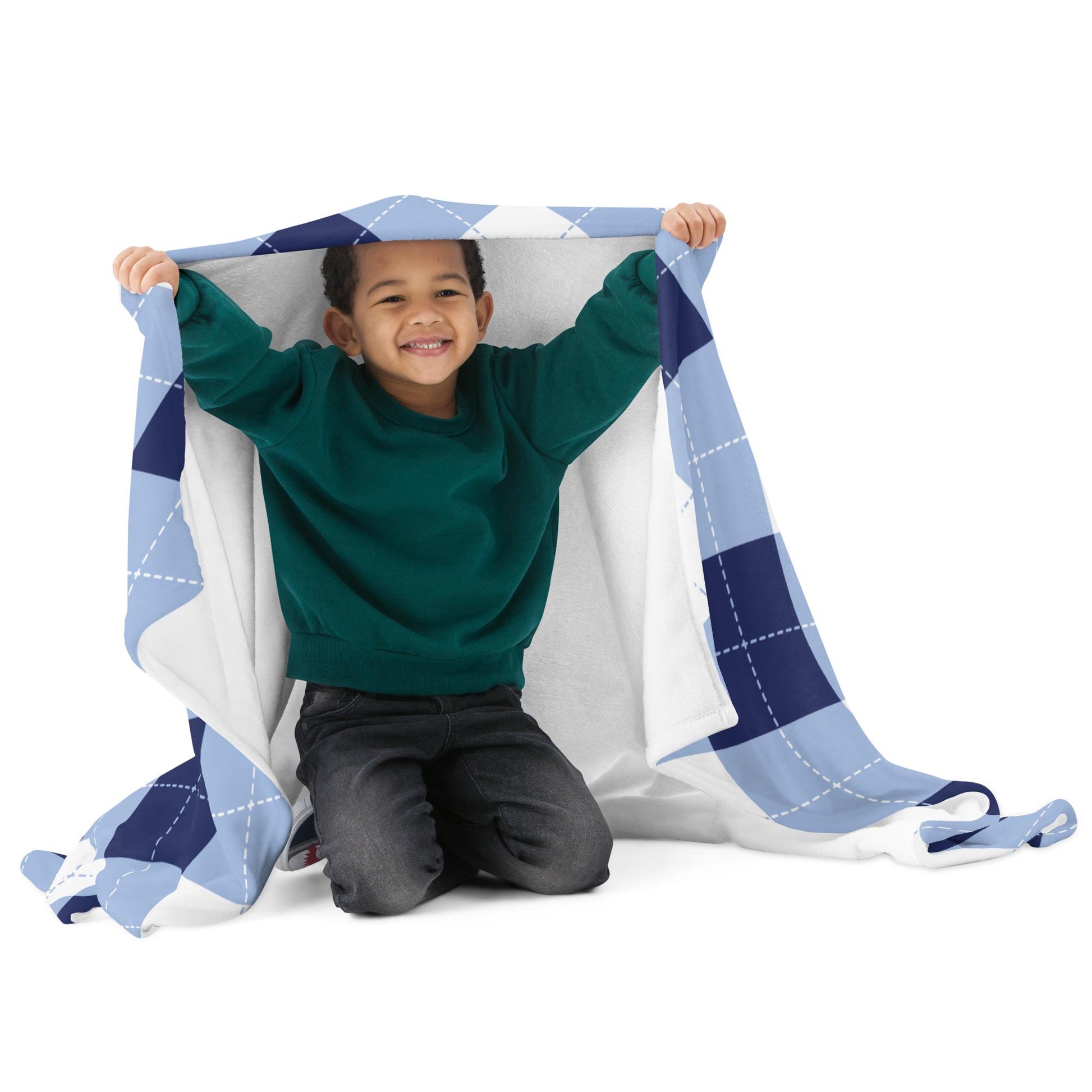 North Carolina Blue Argyle Print Throw Blanket