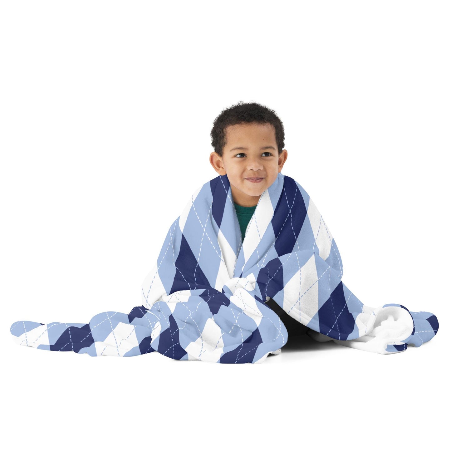 North Carolina Blue Argyle Print Throw Blanket