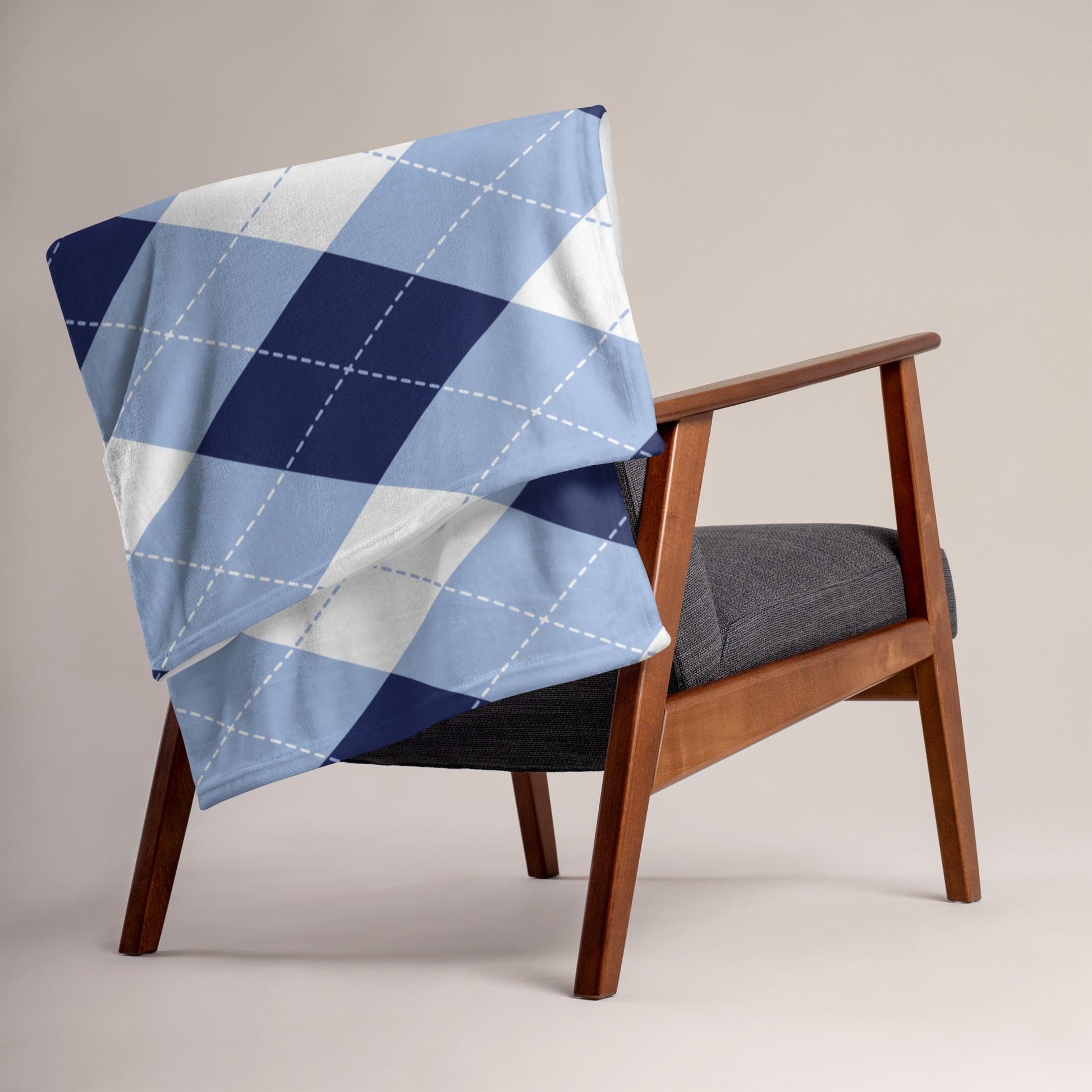 North Carolina Blue Argyle Print Throw Blanket