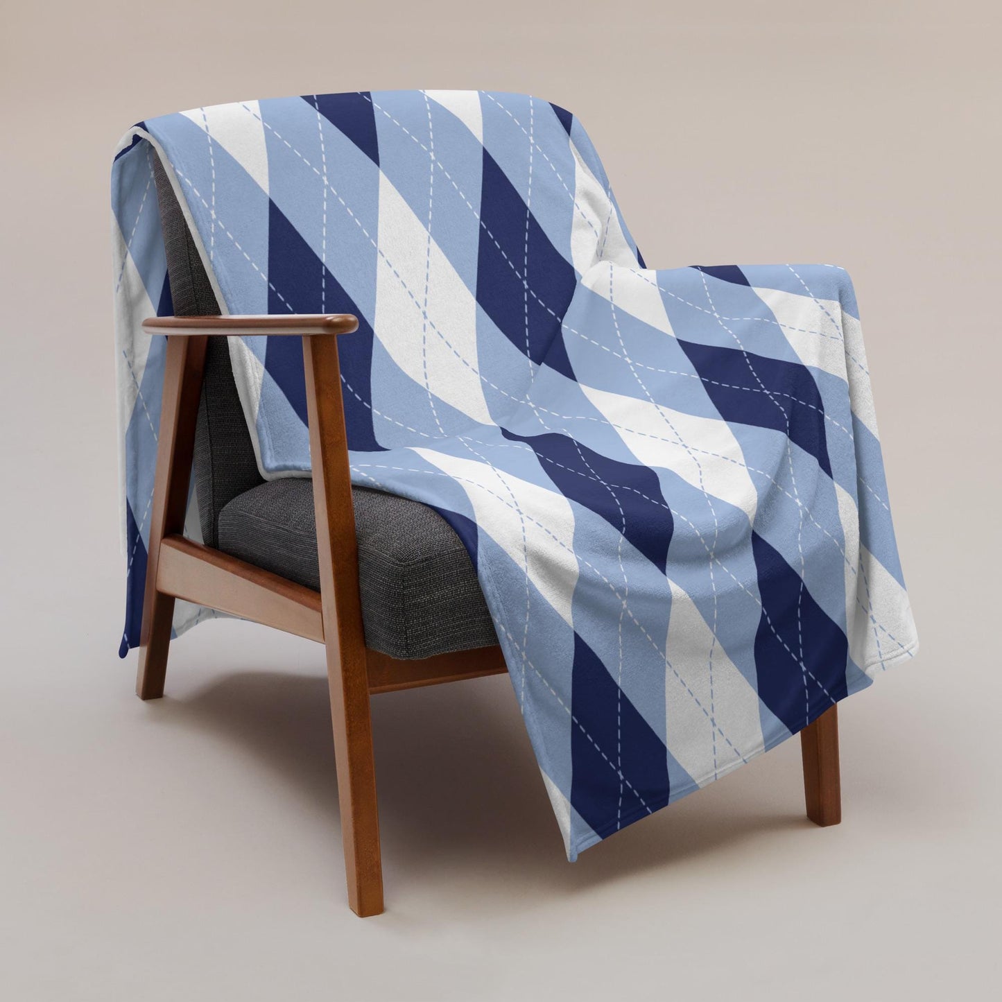 North Carolina Blue Argyle Print Throw Blanket