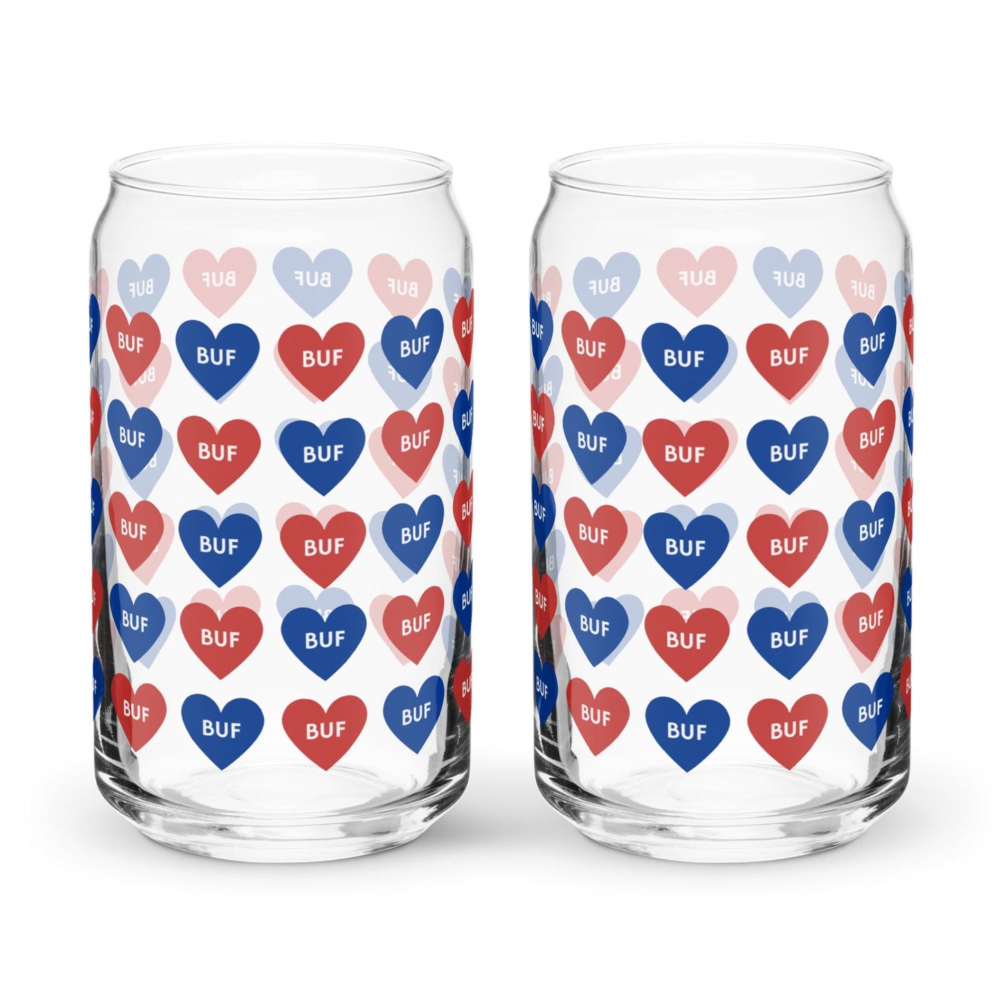 Buffalove Buffalo Bills Fan Can-Shaped glass with Straw and Lid