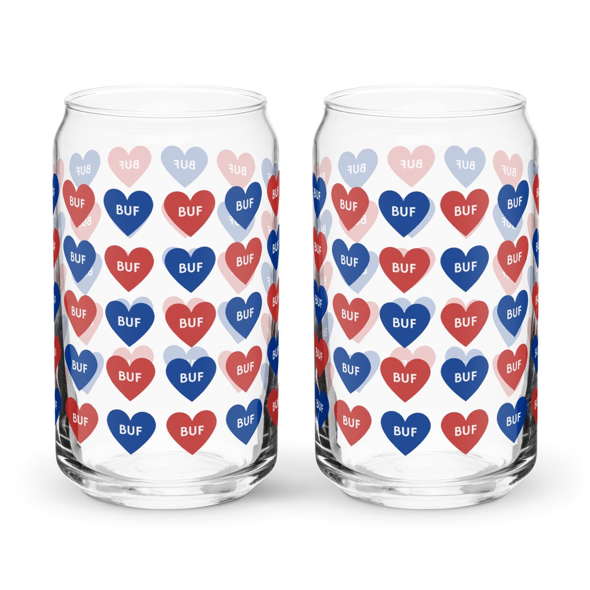 Buffalove Buffalo Bills Fan Can-Shaped glass with Straw and Lid